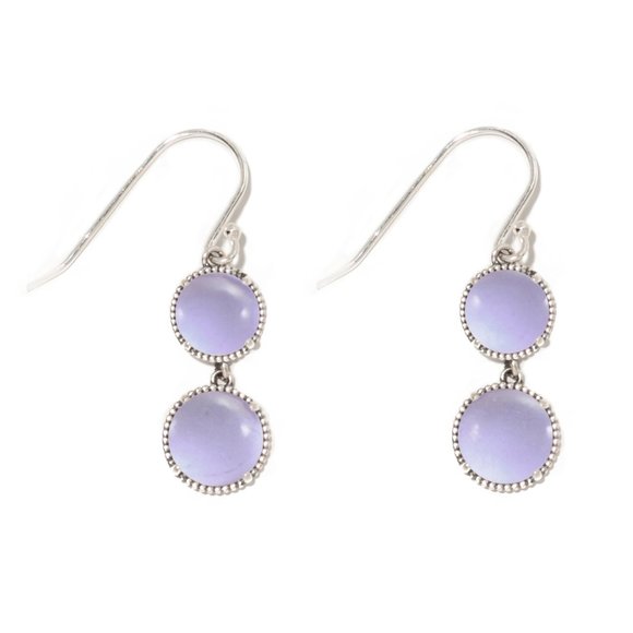 Recycled Early 1900's Purple Medicine Bottle Sterling Double Take Earrings - Picture 1 of 5